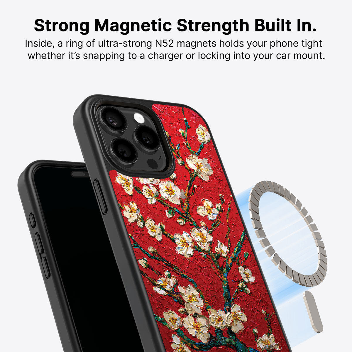 iPhone 15 Pro Max MagSafe case – Crimson Blossom design