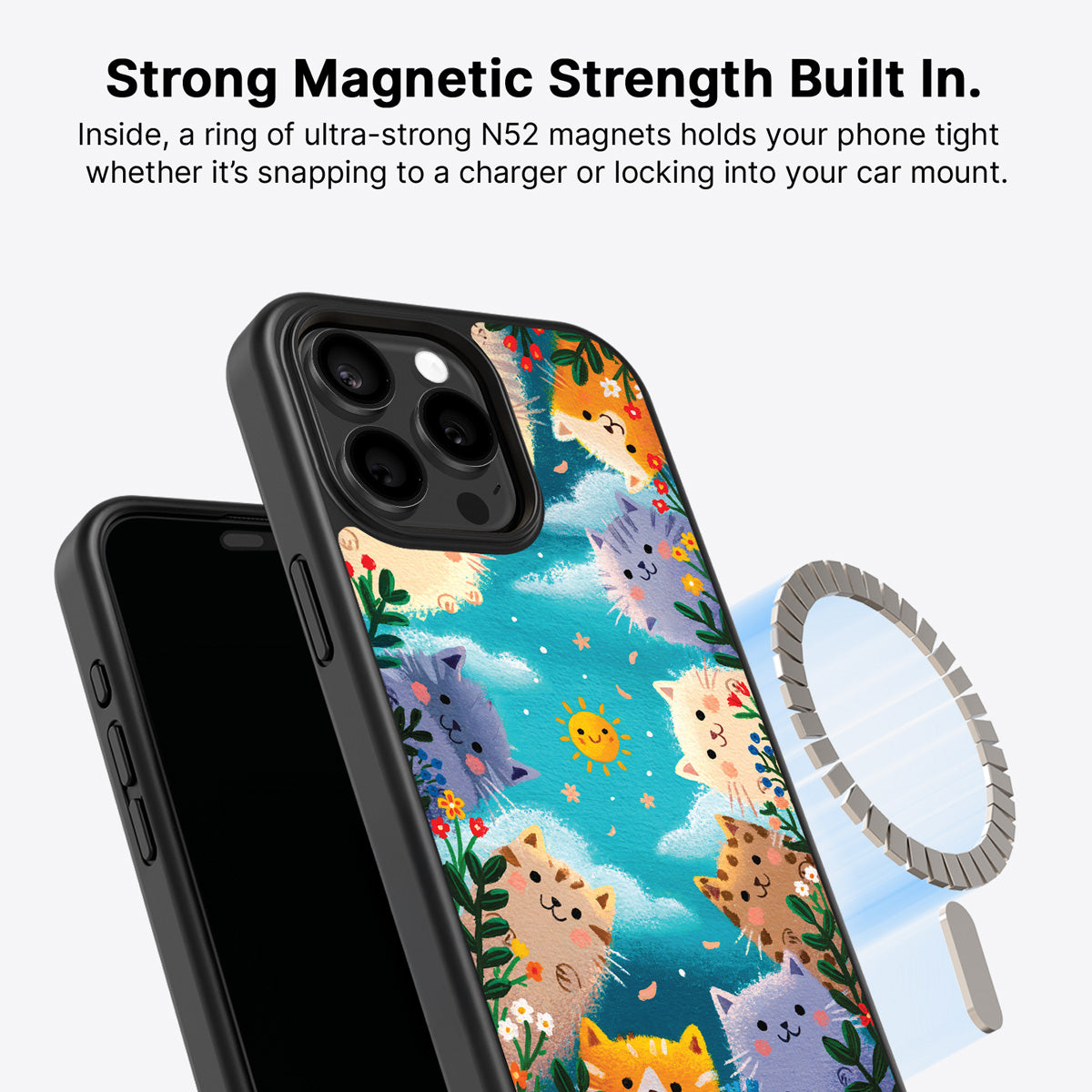 iPhone 15 Pro Max MagSafe case – Garden Kittens design