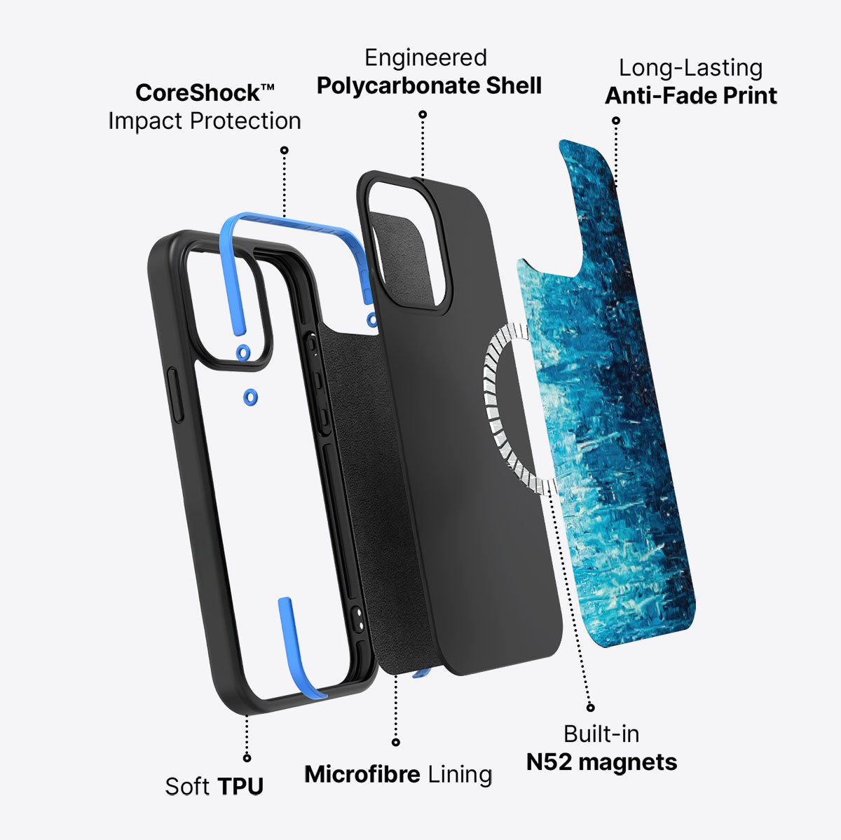 Indigo Impasto - iPhone 15 Pro Max Case #case type_core (magsafe)