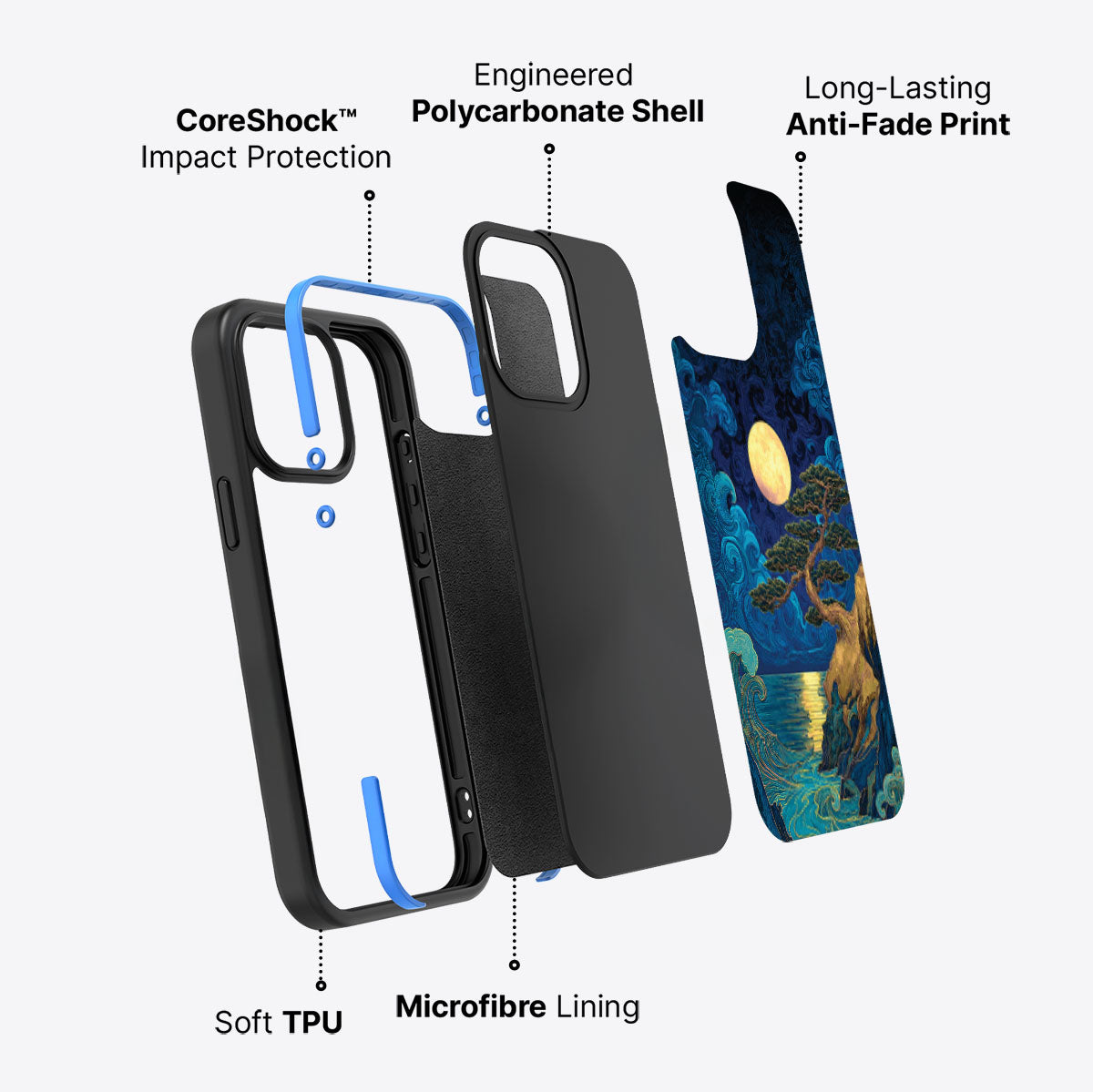 Moonlit Tide - iPhone 15 Pro Max Case #case type_core (non magsafe)