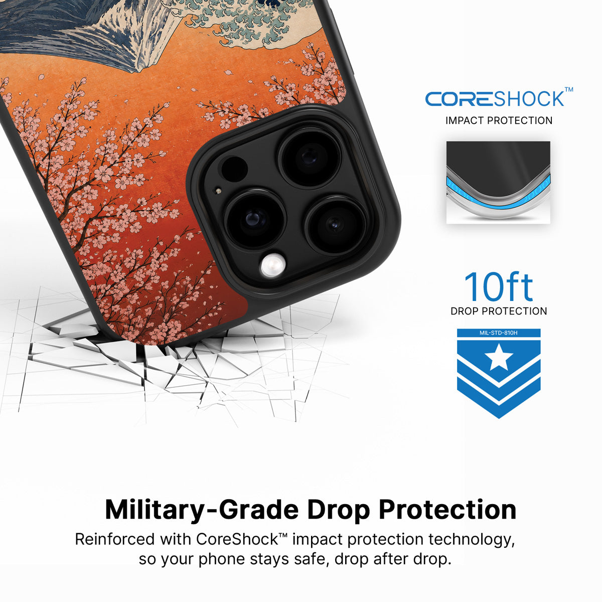 Sakura Coast iPhone 15 Pro Max case with drop protection