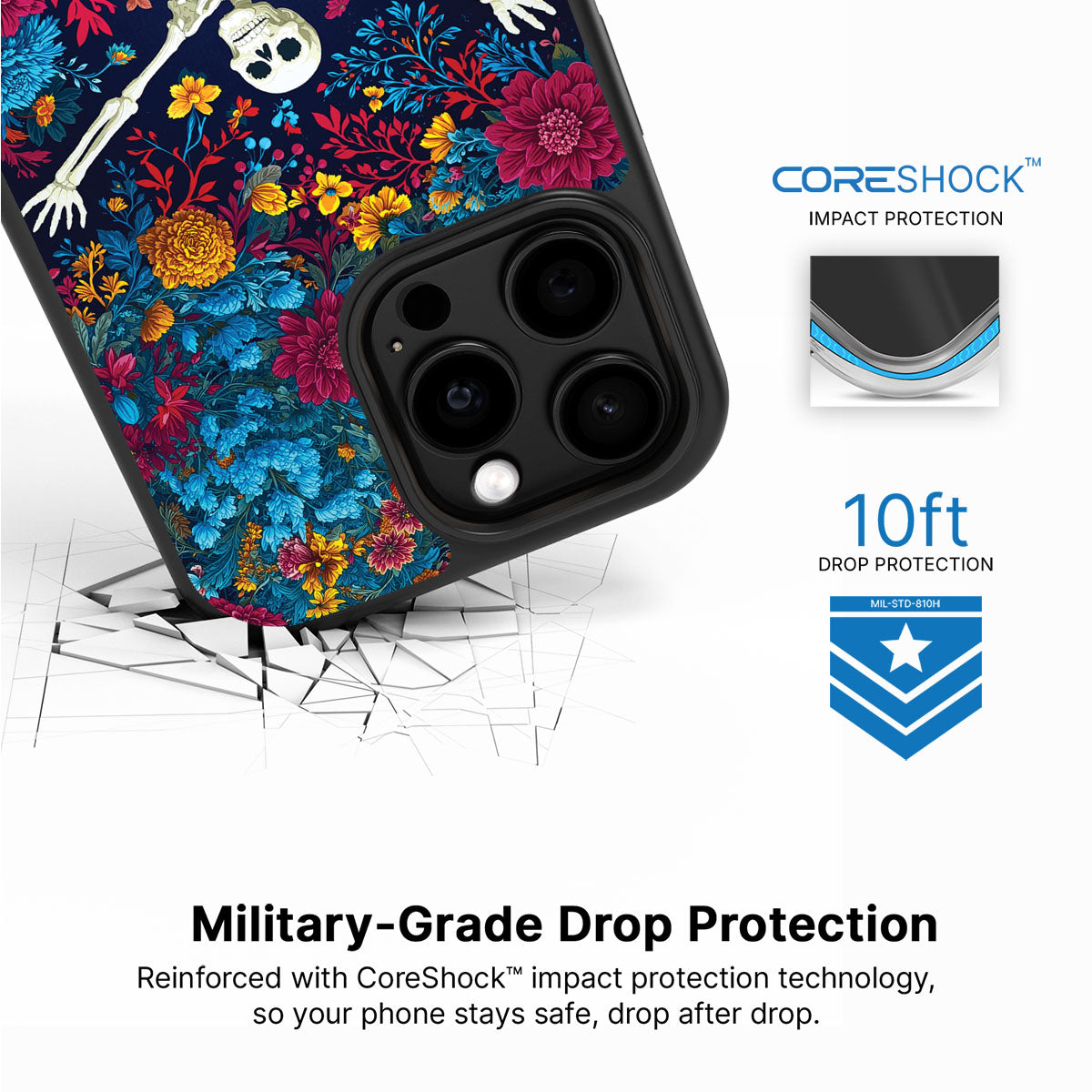 Floral Designer iPhone 15 Pro Max Case – Skeleton Garden | MagSafe
