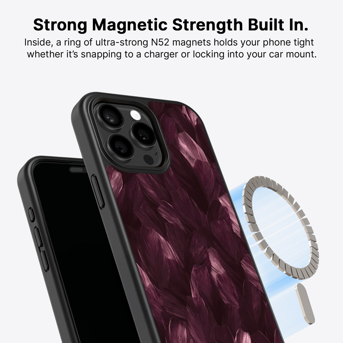 iPhone 15 Pro Max MagSafe case – Wine Plumage design
