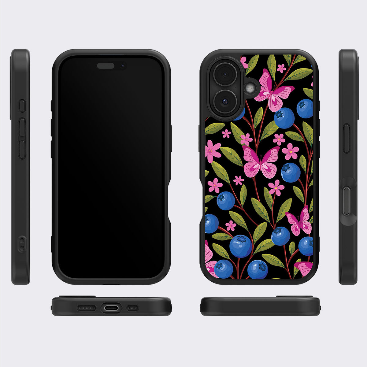 Blueberry Butterflies - iPhone 16 Case #case type_core (magsafe), #case type_core (non magsafe)