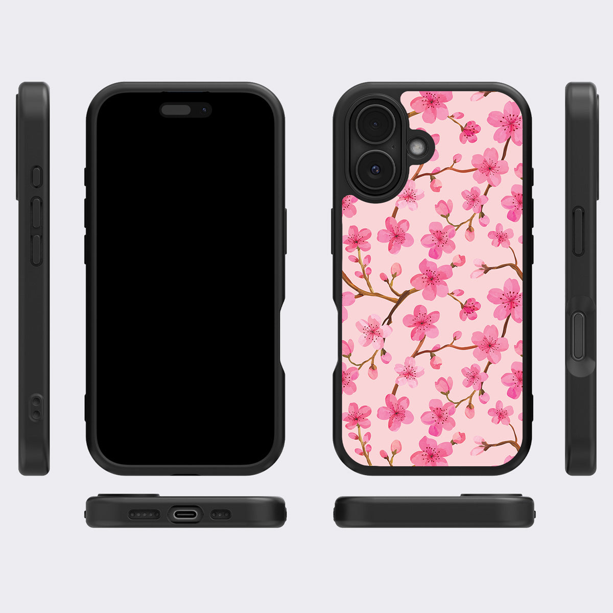 Cherry Blossom iPhone 16 case cover – multi-angle view
