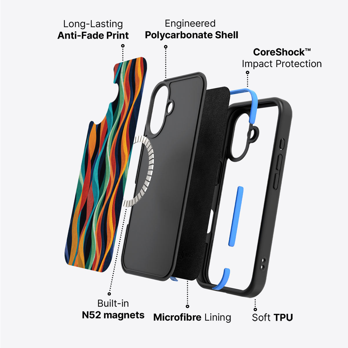 Abstract Designer iPhone 16 Case – Coastal Waves | MagSafe