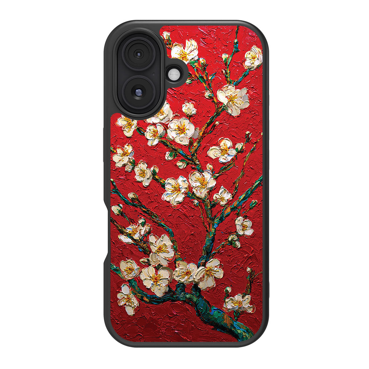 Crimson Blossom design back view – iPhone 16 case