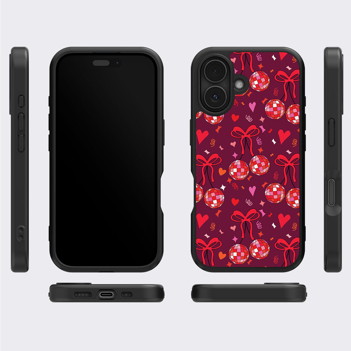 Disco Cherries - iPhone 16 Case #case type_core (magsafe), #case type_core (non magsafe)