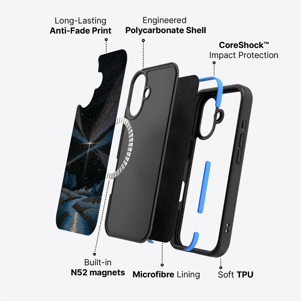Celestial Designer iPhone 16 Case – Falling Star | MagSafe