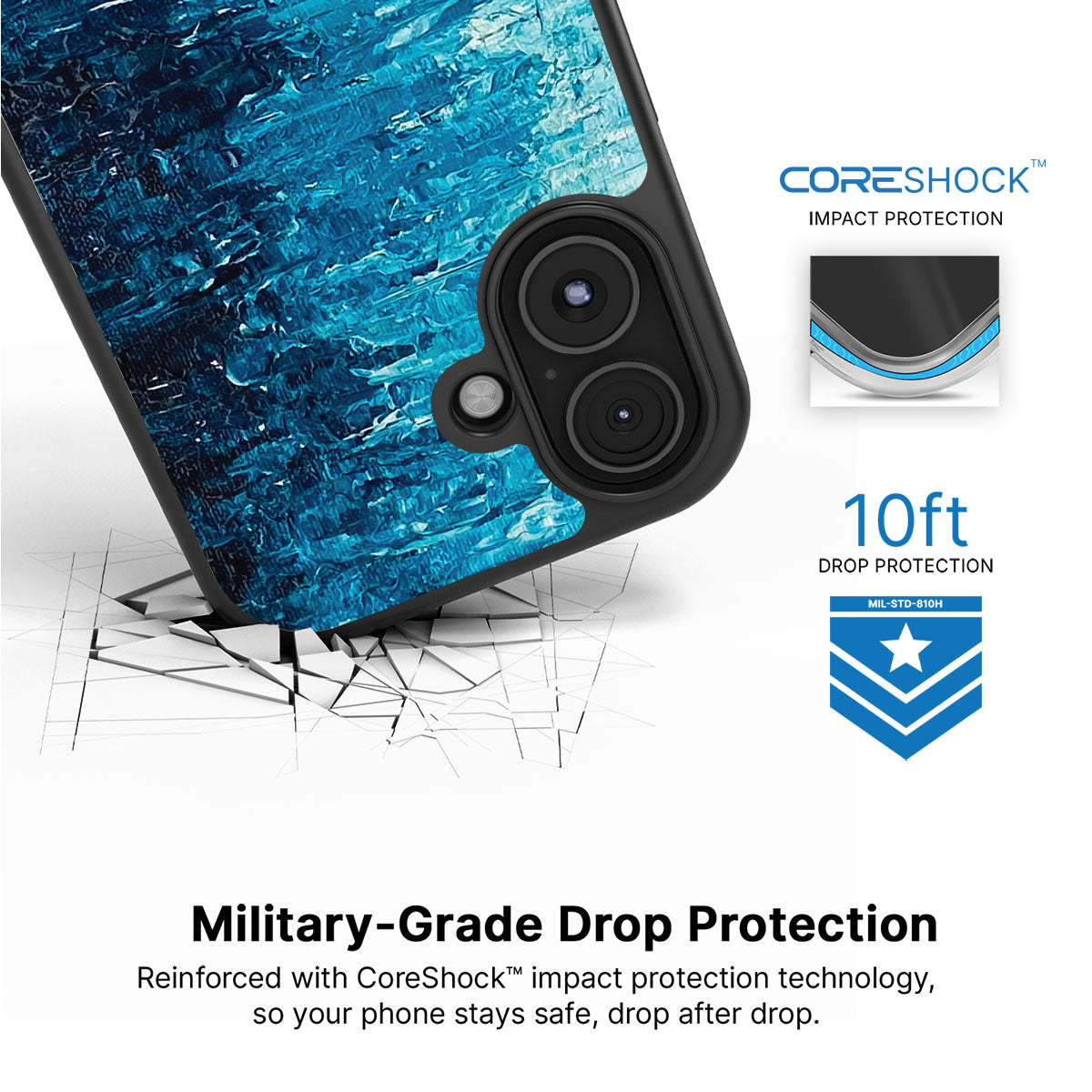 Indigo Impasto - iPhone 16 Case #case type_core (magsafe), #case type_core (non magsafe)