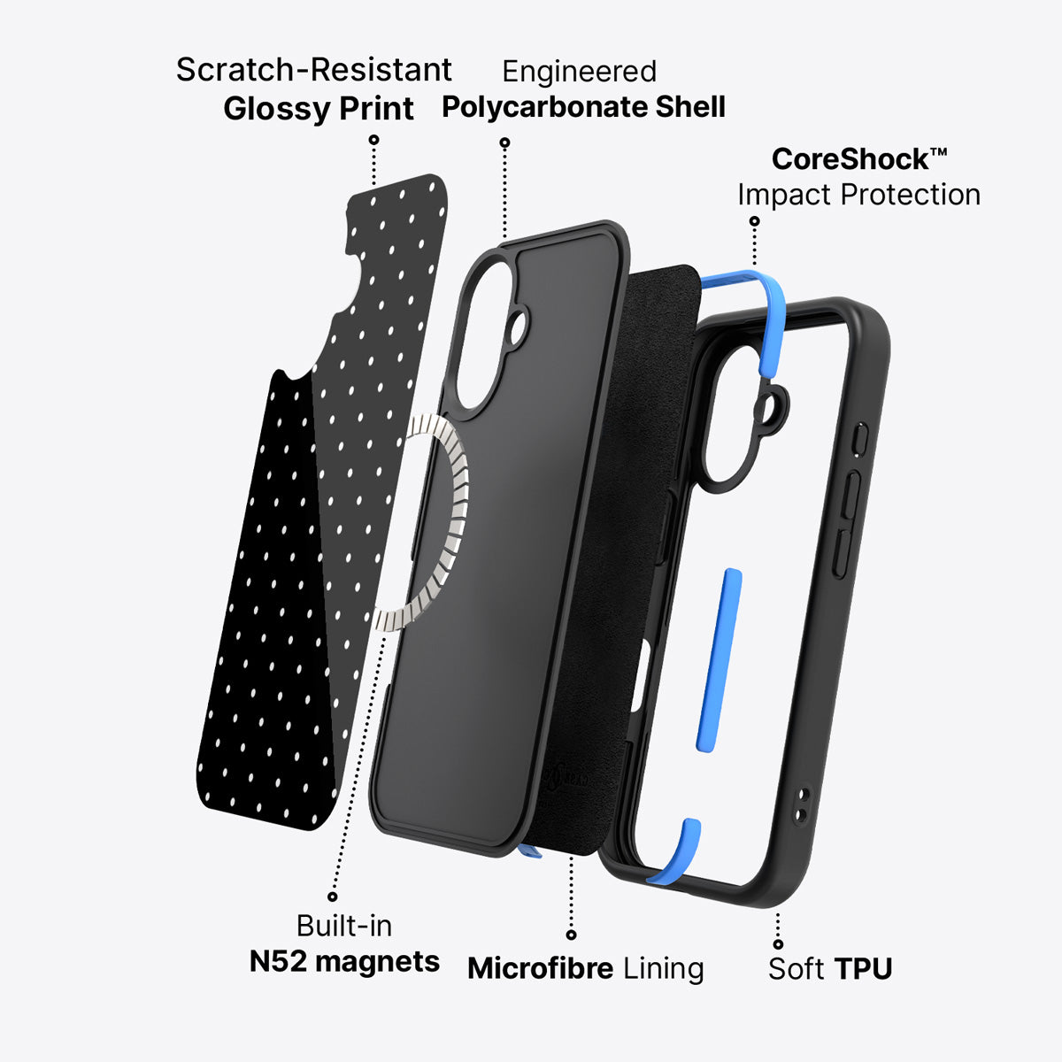 iPhone 16 case construction – Midnight Confetti phone case