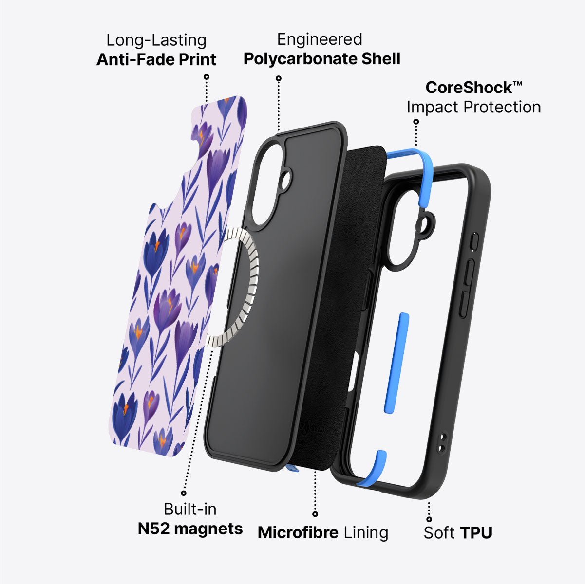 Midnight Crocus - iPhone 16 Case #case type_core (magsafe)