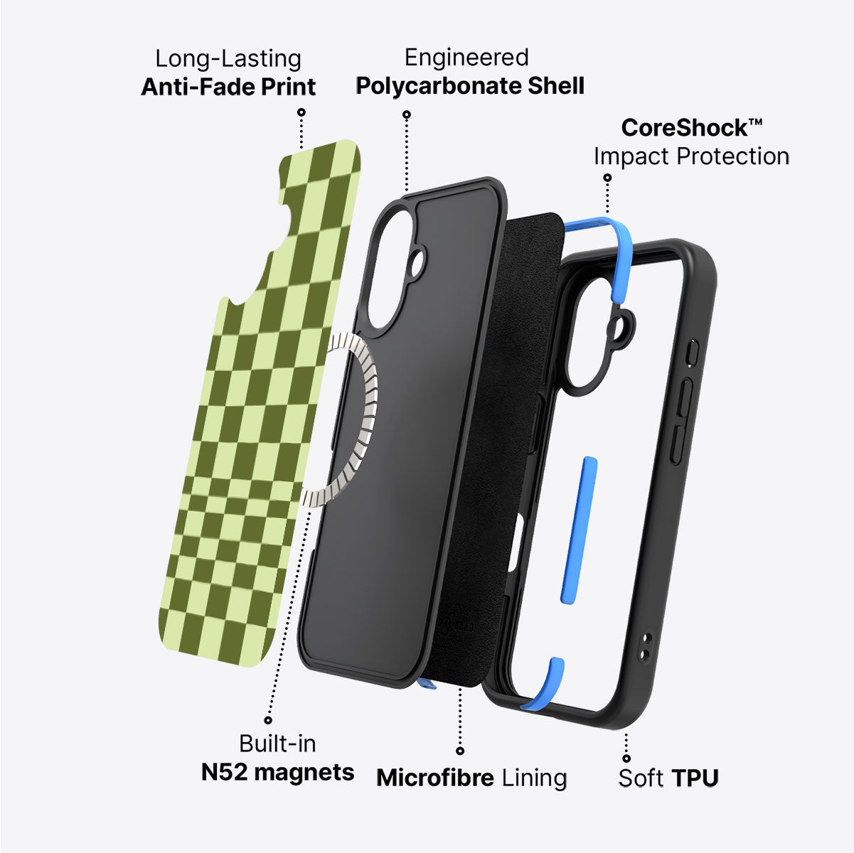 iPhone 16 case construction – Olive Meadow phone case
