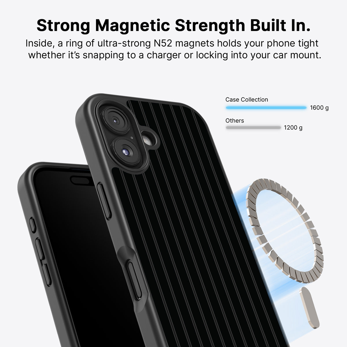 iPhone 16 MagSafe case – Onyx Pinstripe design