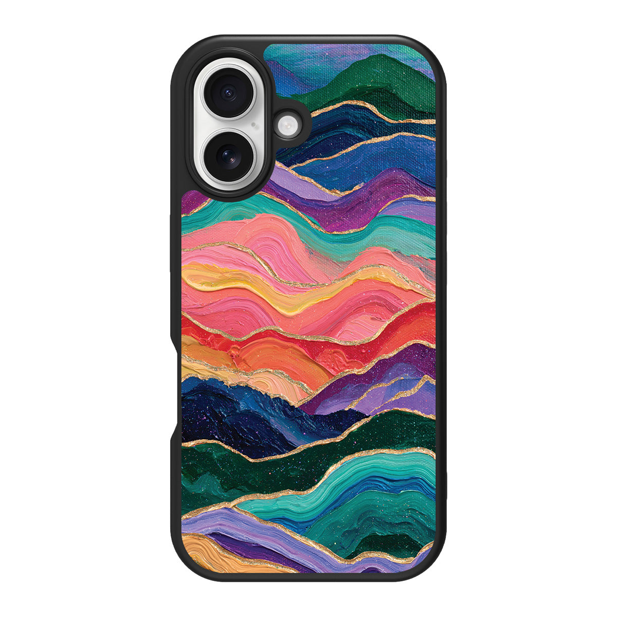 Painted Peaks design back view – iPhone 16 case
