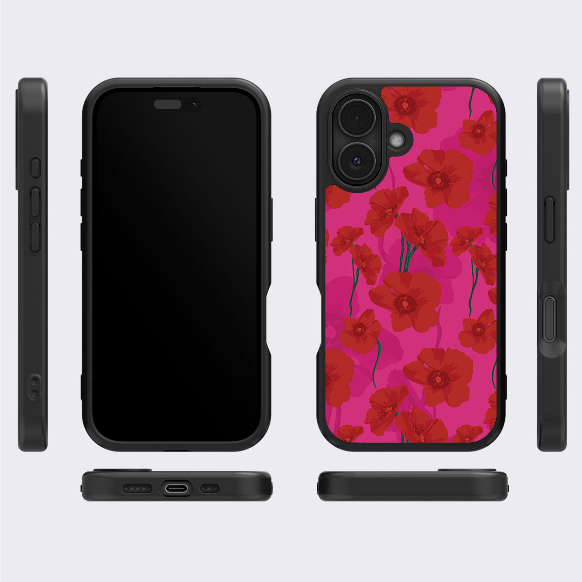 Pink Poppies - iPhone 16 Case #case type_core (magsafe), #case type_core (non magsafe)