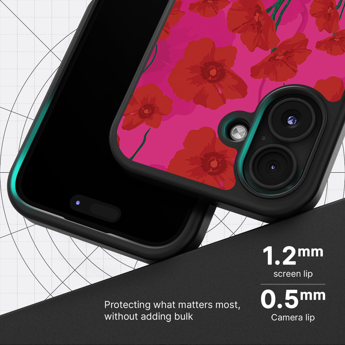 Pink Poppies - iPhone 16 Case #case type_core (magsafe), #case type_core (non magsafe)