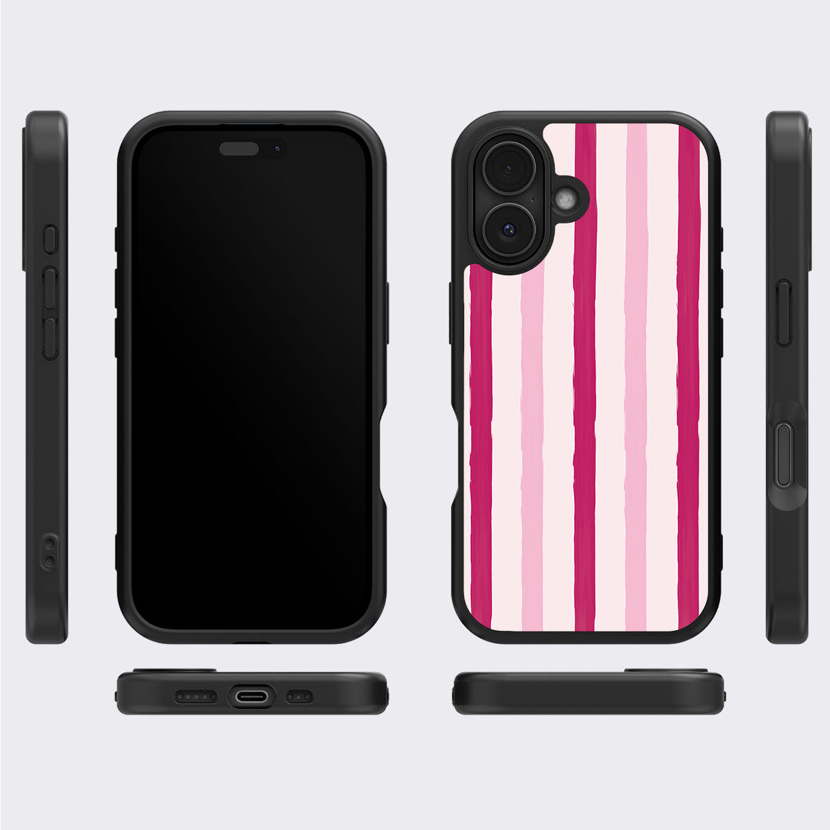 Pink Watercolor Stripes - iPhone 16 Case #case type_core (magsafe), #case type_core (non magsafe)