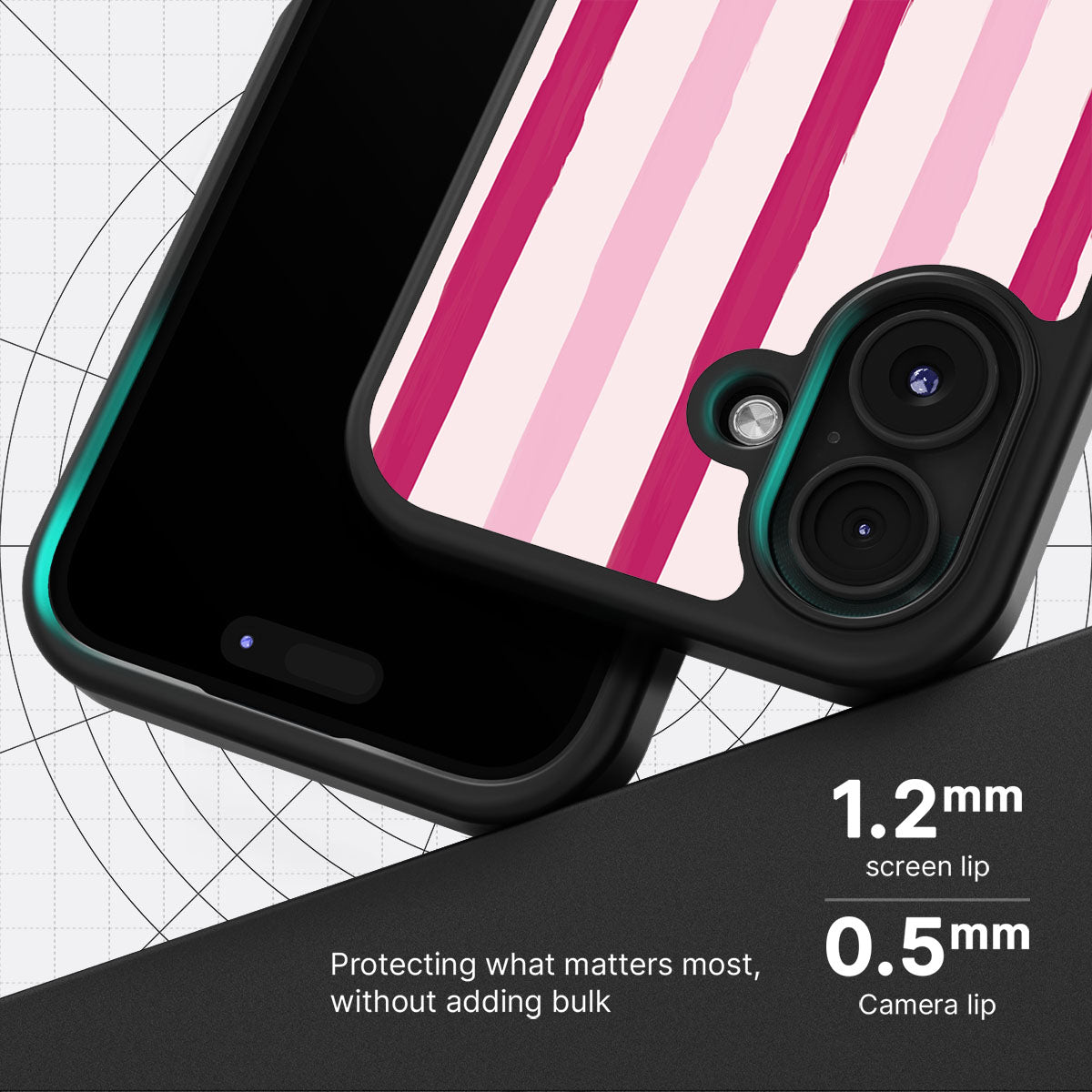 Pink Watercolor Stripes - iPhone 16 Case #case type_core (magsafe), #case type_core (non magsafe)