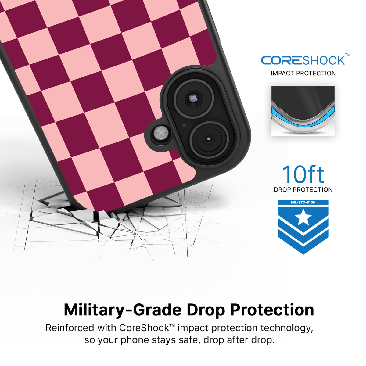 Rouge Board iPhone 16 case with drop protection