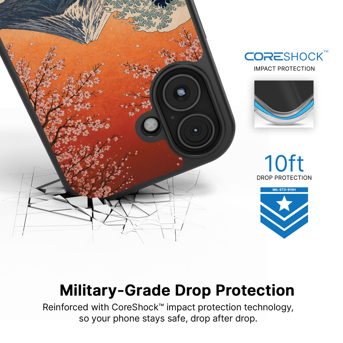 Sakura Coast iPhone 16 case with drop protection