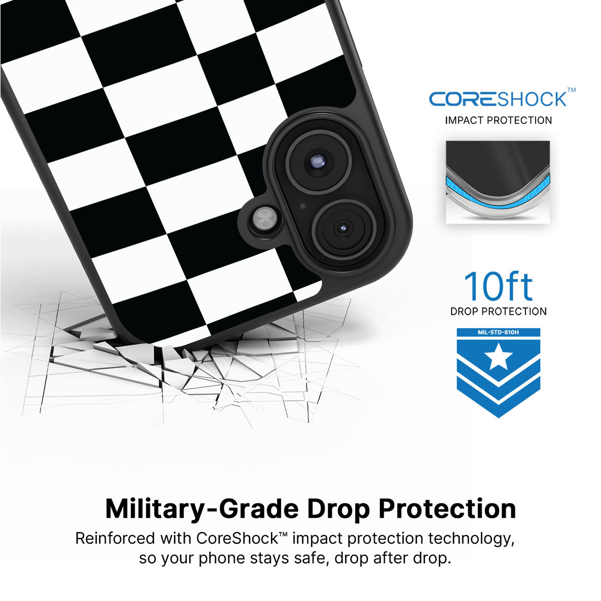 Skewed Checks - iPhone 16 Case  #case type_core (magsafe), #case type_core (non magsafe)