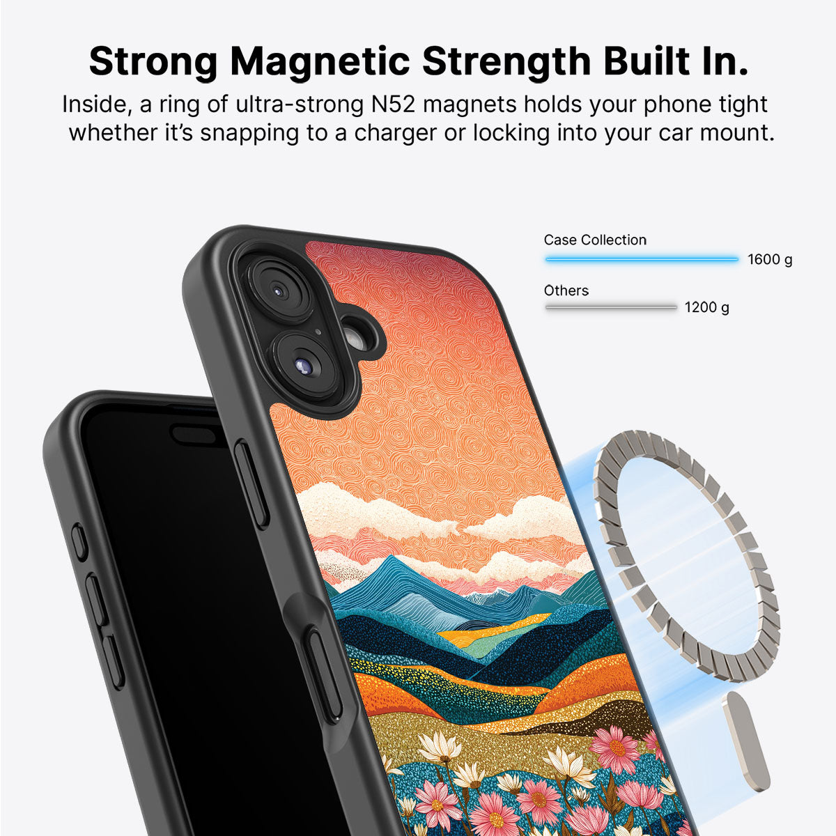 Sunset Designer iPhone 16 Case – Soft Horizon | MagSafe