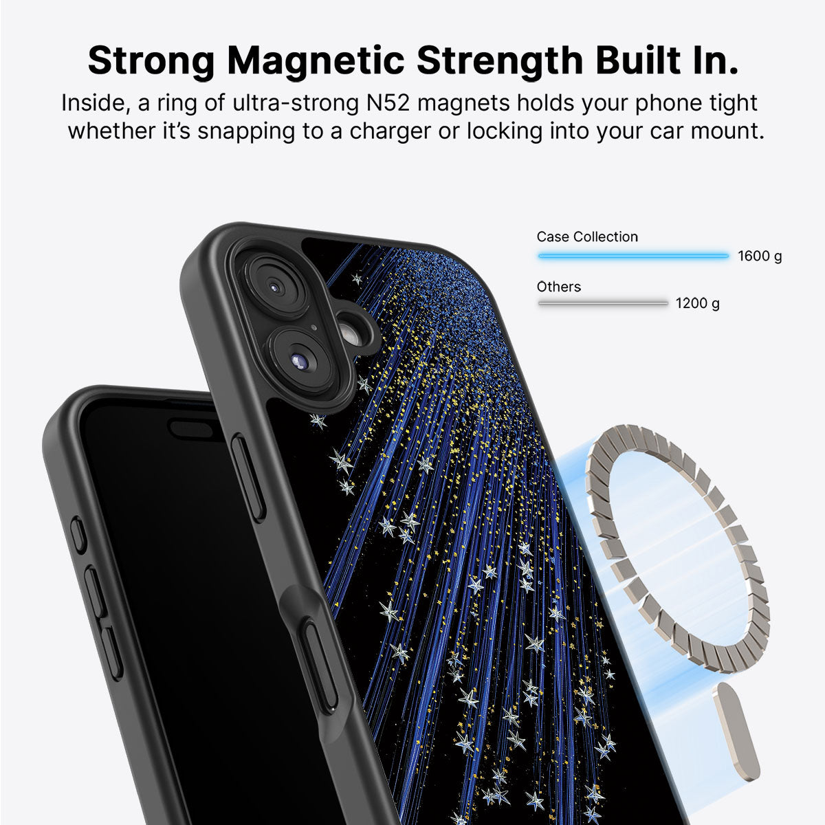 Celestial Designer iPhone 16 Case – Star Cascade | MagSafe