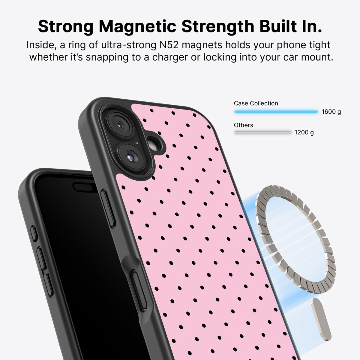 Pink Polka Dot iPhone 16 Case – Veloria | MagSafe