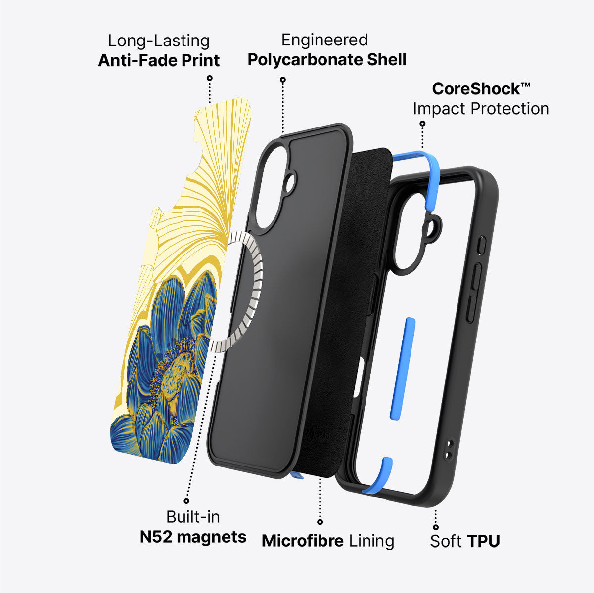 Blue Lotus - iPhone 16 Plus Case #case type_core (magsafe)