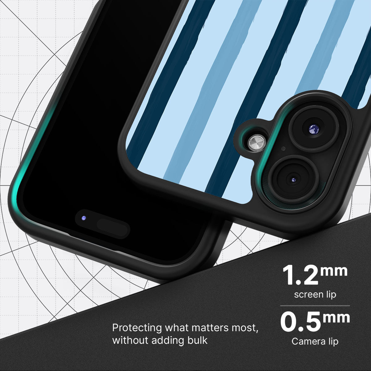 Blue Watercolor Stripes - iPhone 16 Plus Case #case type_core (magsafe), #case type_core (non magsafe)