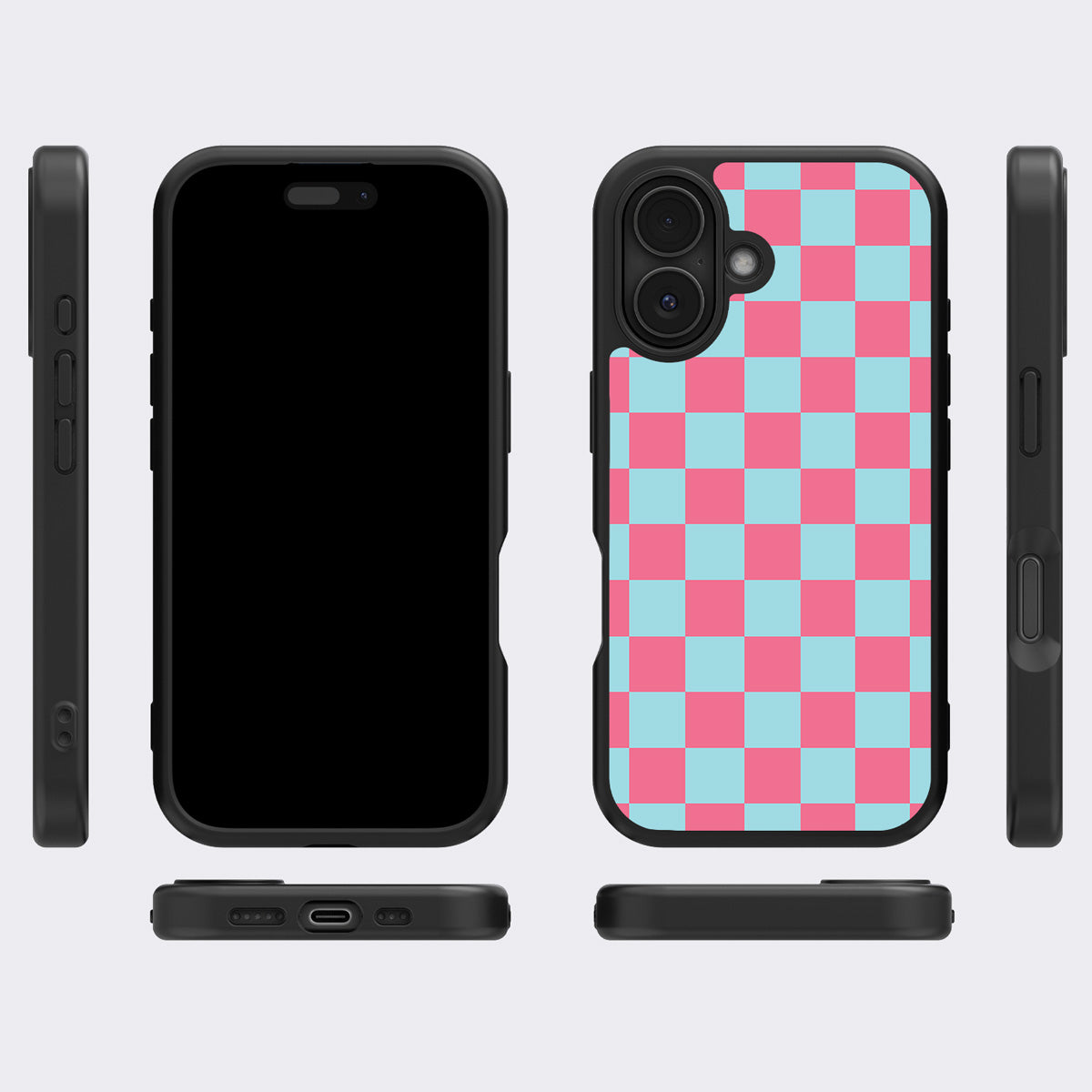 Blue Checkered Designer iPhone 16 Plus Case – Candy Floss | MagSafe