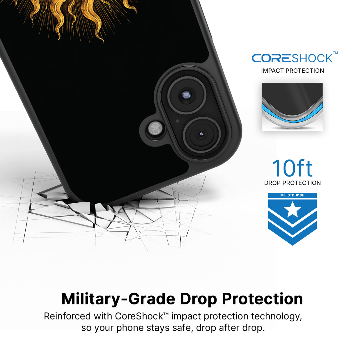 Celestial Sun iPhone 16 Plus case with drop protection