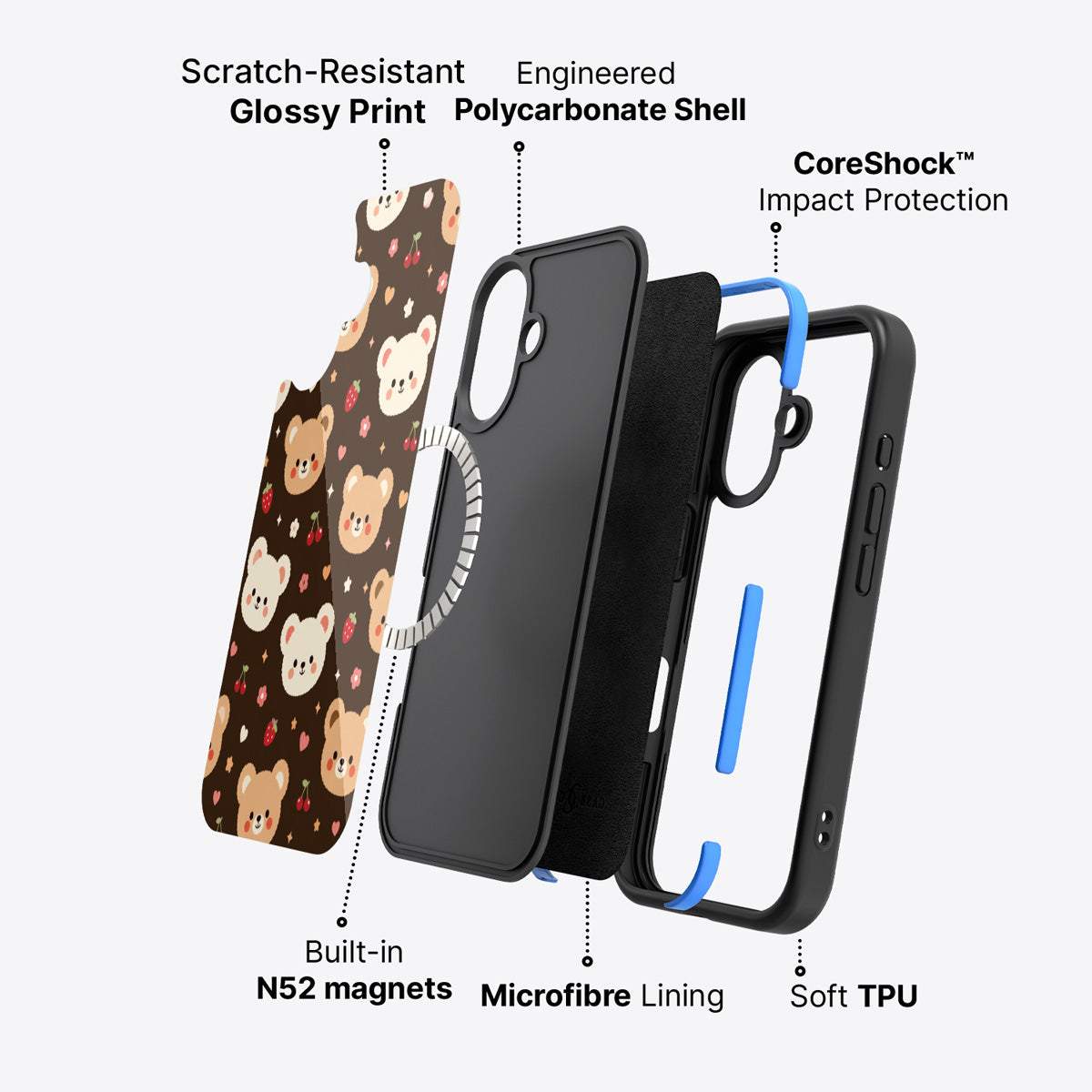 iPhone 16 Plus case construction – Cocoa Cuddles phone case