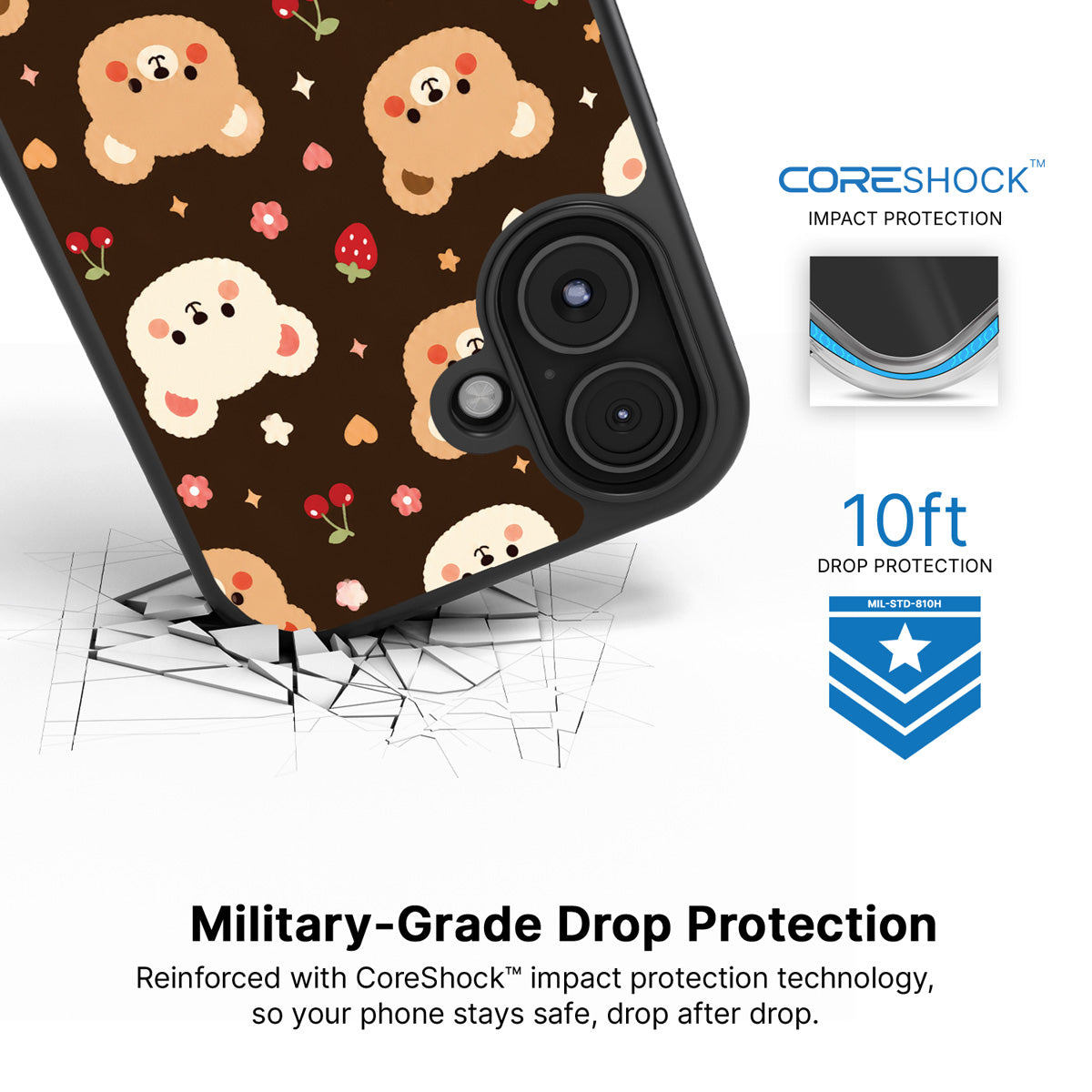 Cocoa Cuddles iPhone 16 Plus case with drop protection