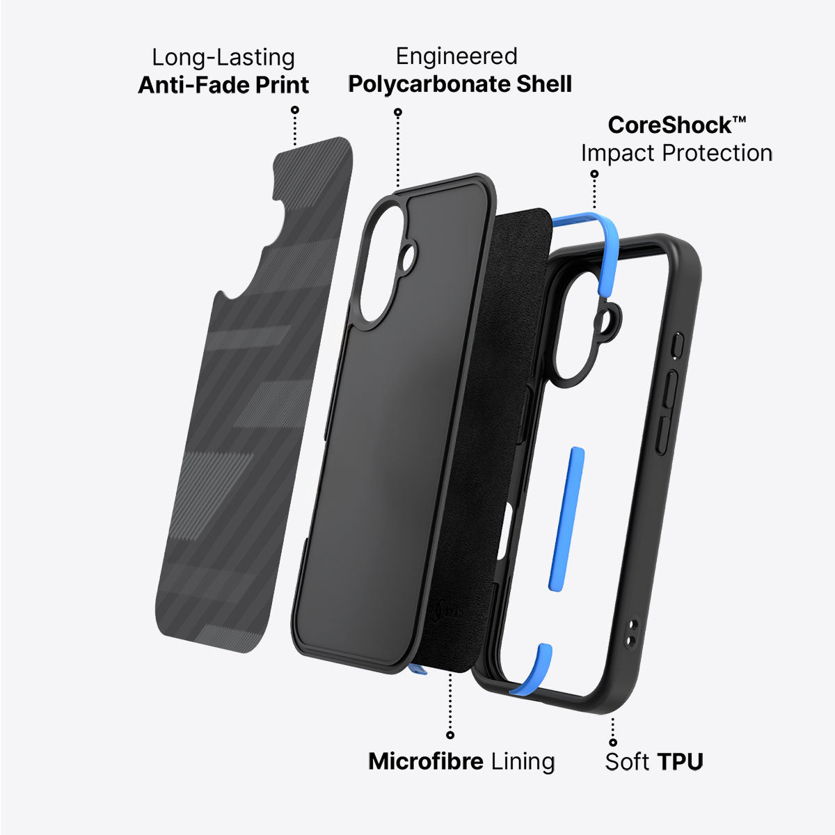 Gray Twill Play - iPhone 16 Plus Case #case type_core (non magsafe)