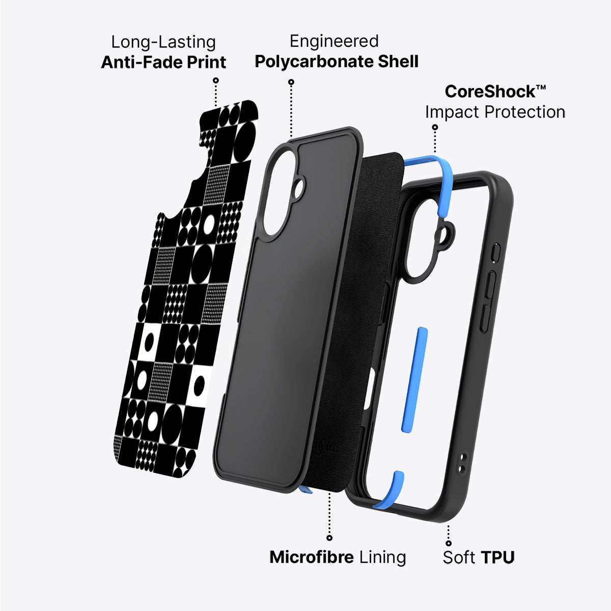 Grid and Orb - iPhone 16 Plus Case #case type_core (non magsafe)