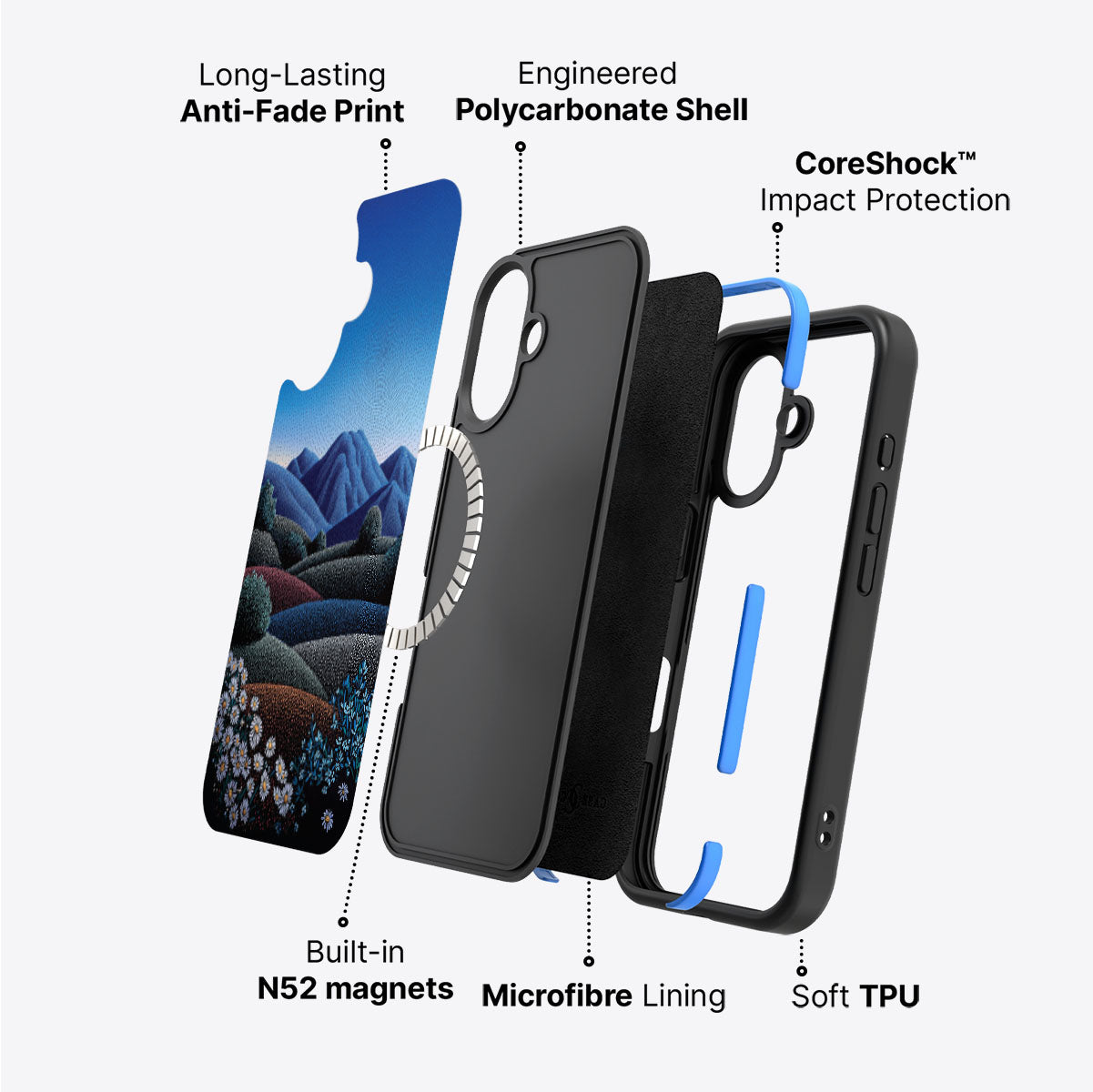 Blue Mountain Designer iPhone 16 Plus Case – Indigo Hills | MagSafe