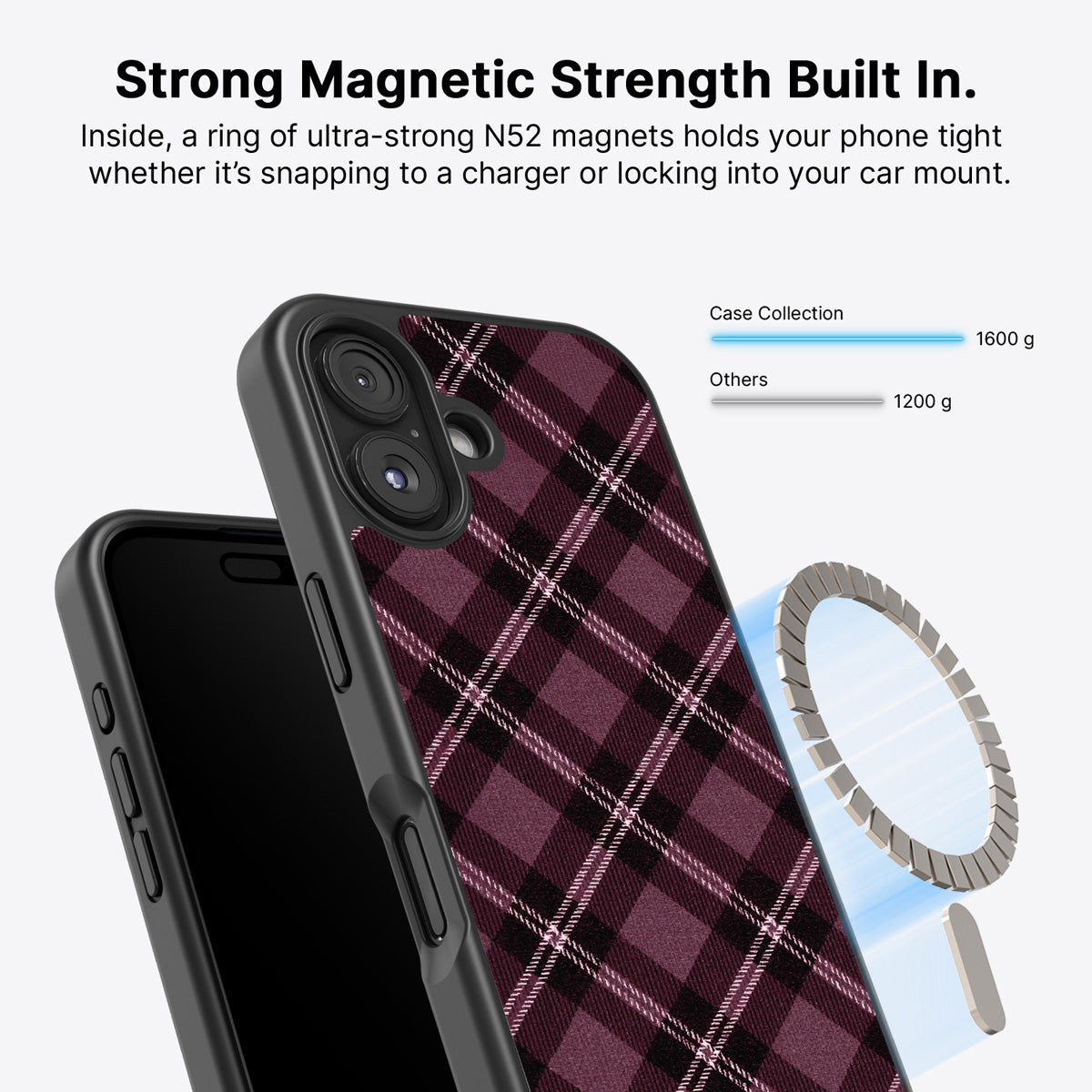 iPhone 16 Plus MagSafe case – Merlot Weave design