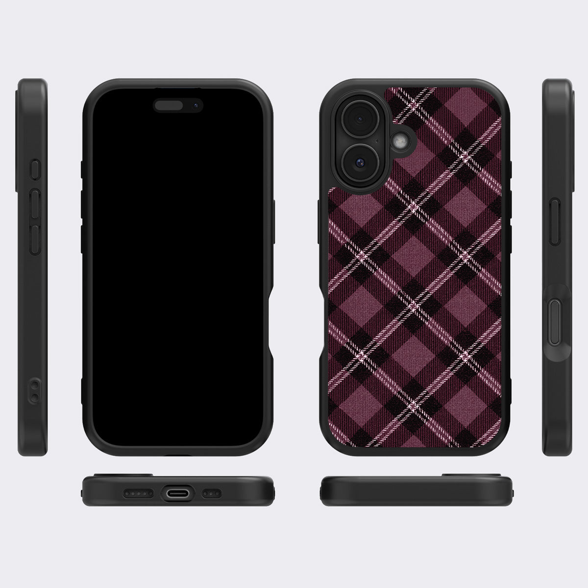 Merlot Weave iPhone 16 Plus case cover – multi-angle view