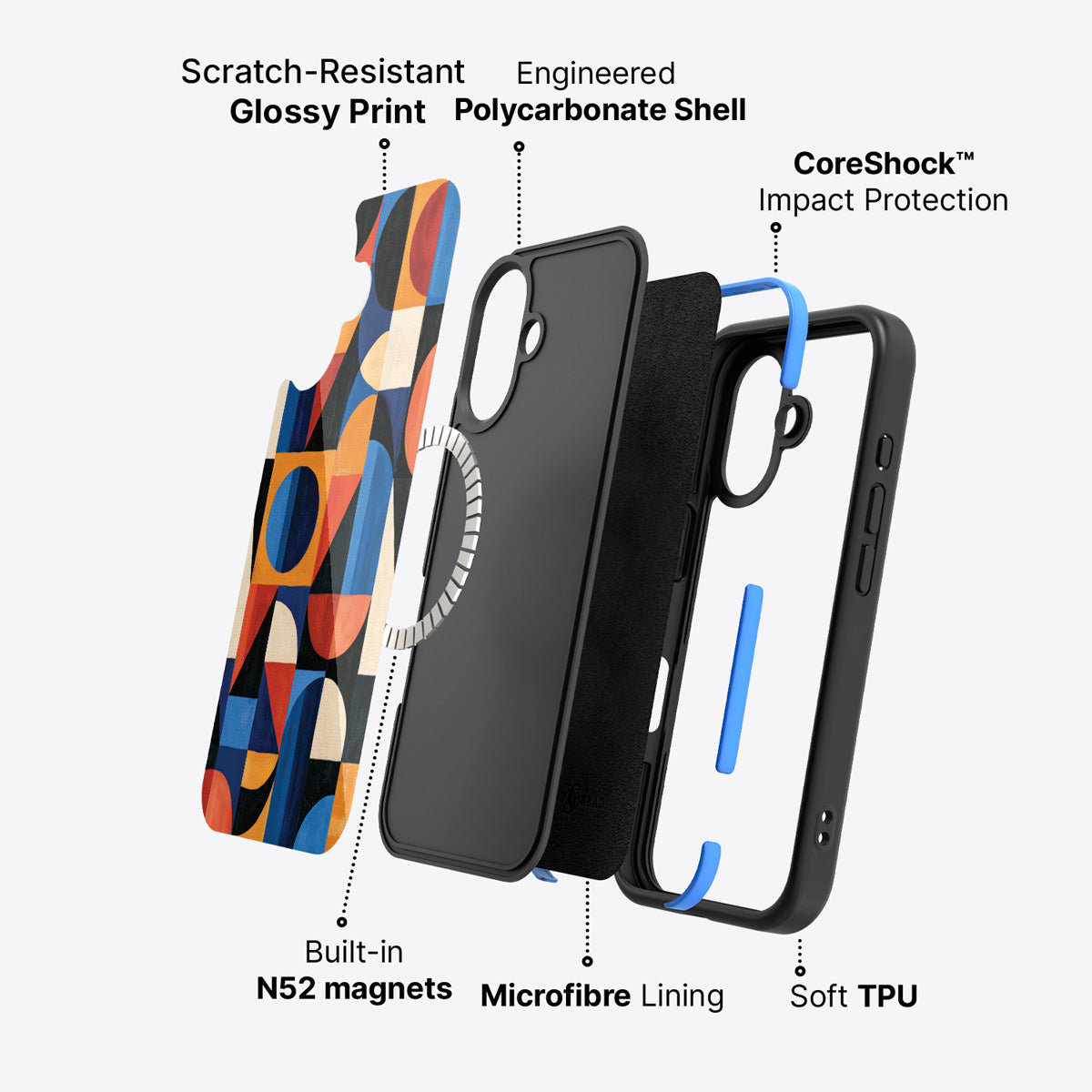 iPhone 16 Plus case construction – Modernist Muse phone case