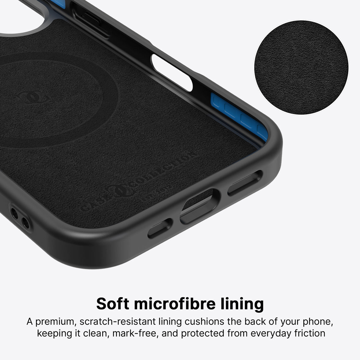 iPhone 16 Plus case interior – Modernist Muse microfibre lining