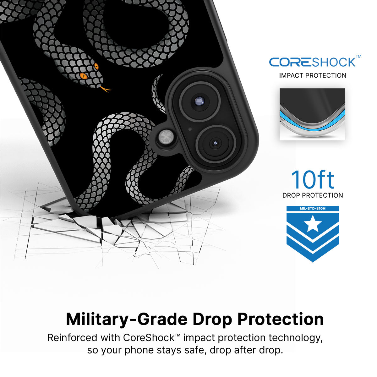 Noir Serpent - iPhone 16 Plus Case #case type_core (magsafe), #case type_core (non magsafe)