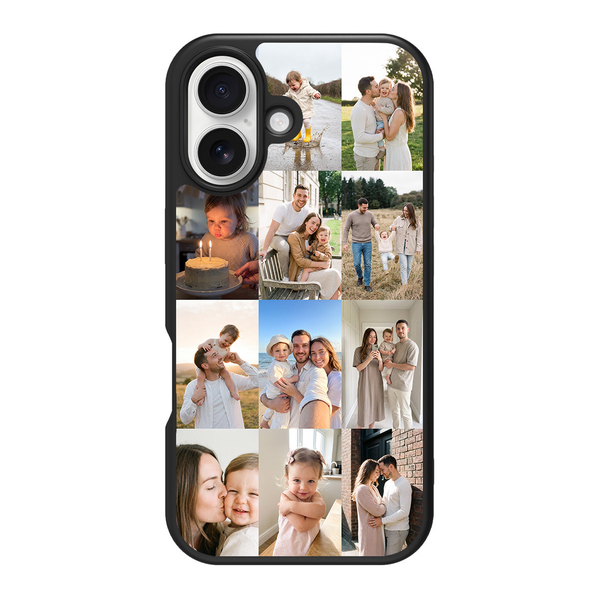 Personalised iPhone 16 Plus case – family 12-photo collage design