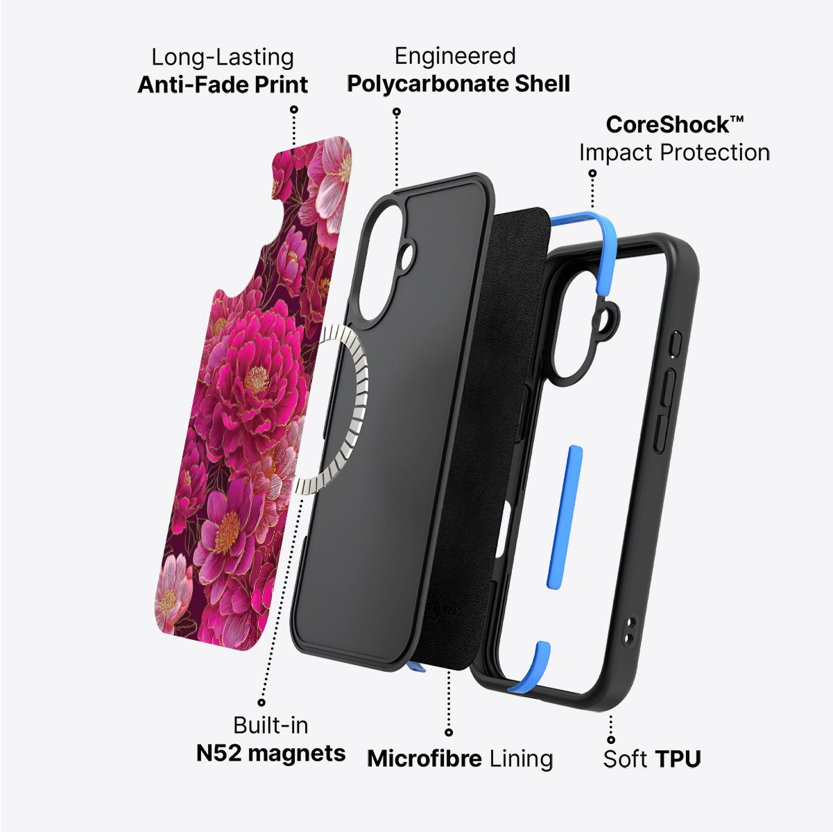 iPhone 16 Plus case construction – Pink Reverie phone case
