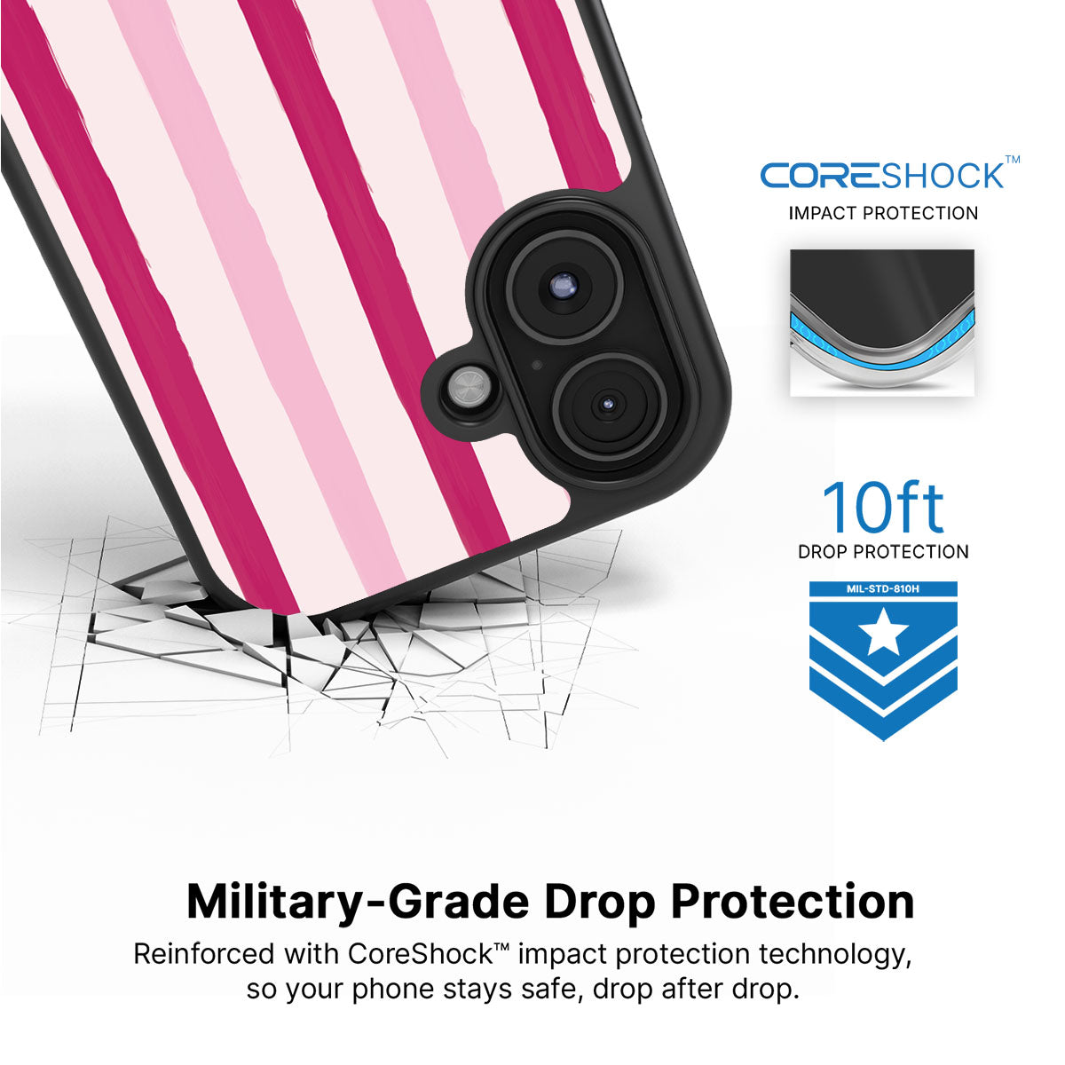 Pink Watercolor Stripes - iPhone 16 Plus Case #case type_core (magsafe), #case type_core (non magsafe)