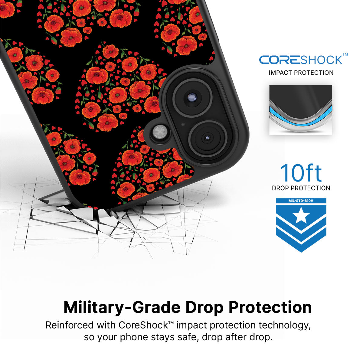 Poppy Heart - iPhone 16 Plus Case #case type_core (magsafe), #case type_core (non magsafe)