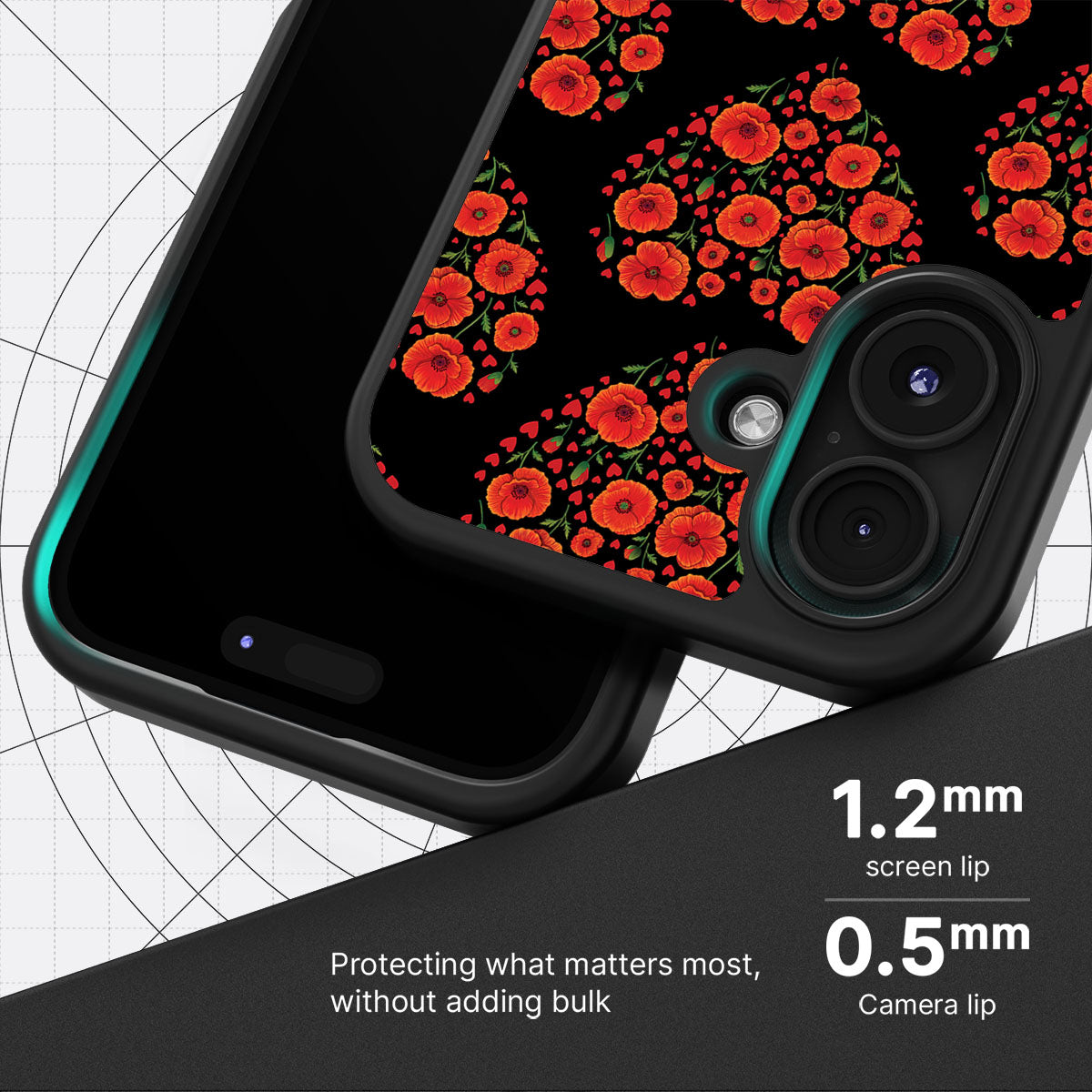 Poppy Heart - iPhone 16 Plus Case #case type_core (magsafe), #case type_core (non magsafe)