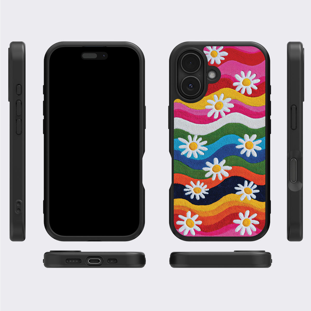 Floral Designer iPhone 16 Plus Case – Rainbow Daisy | MagSafe