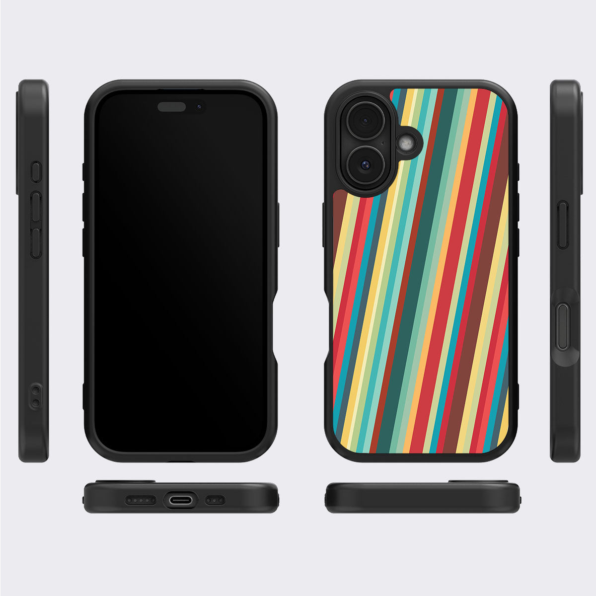 Retro Stripes - iPhone 16 Plus Case #case type_core (magsafe), #case type_core (non magsafe)